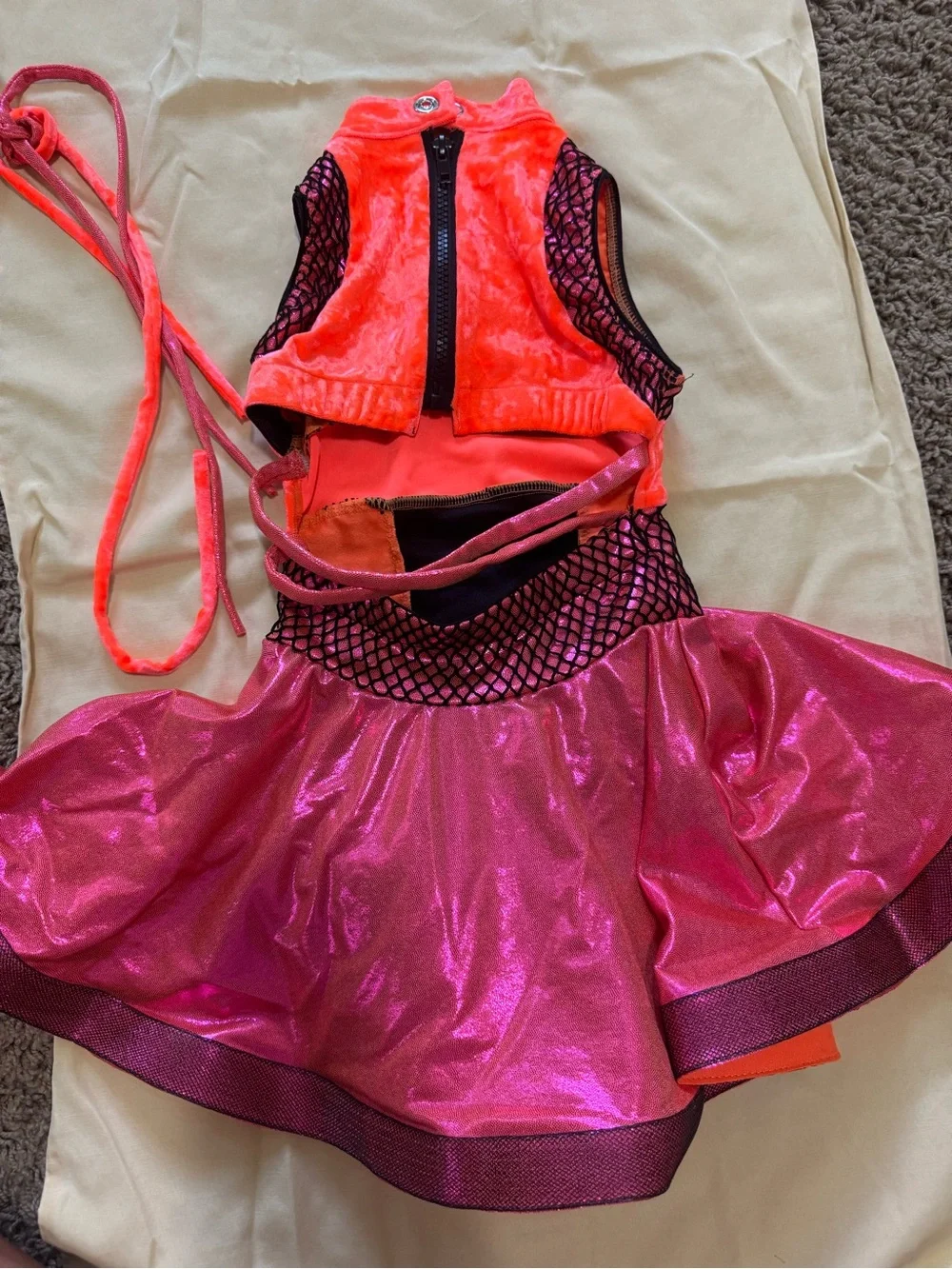 Girls Neon Pink & Orange Dance Costume Dress